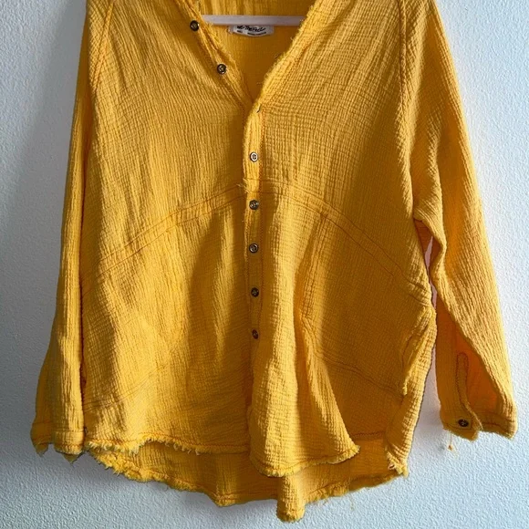 We The Free Mustard Button-Down Shirt S - Picture 4 of 6